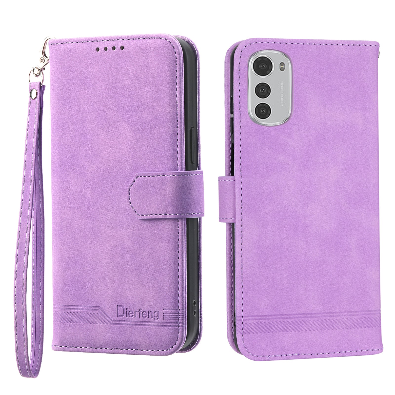 Kožené pouzdro DIERFENG DF-03 proti poškrábání pro Motorola Moto E32 4G Lines Kryt stojanu na peněženku na telefon s potiskem Kožené pouzdro DIERFENG DF-03 proti poškrábání pro Motorola Moto E32 4G Lines Kryt stojanu na peněženku na telefon s potiskem